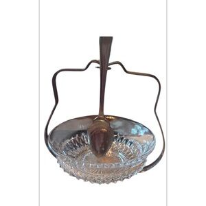 Crystal Glass Bowl with Silver Plated Spoon Set